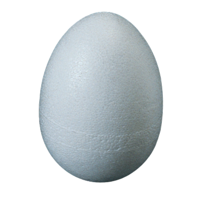 18-piece pack of 100mm height, ø70 mm pressed styrofoam eggs