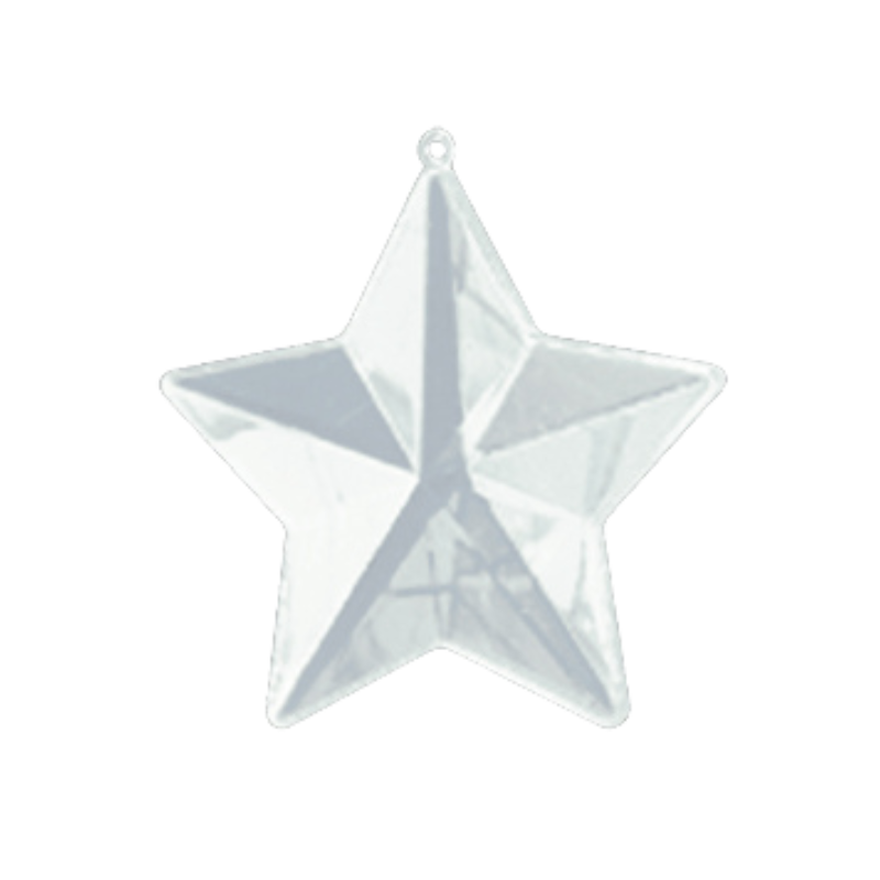 Pack of 10 openable transparent acrylic stars for decorating, plexiglass 140mm