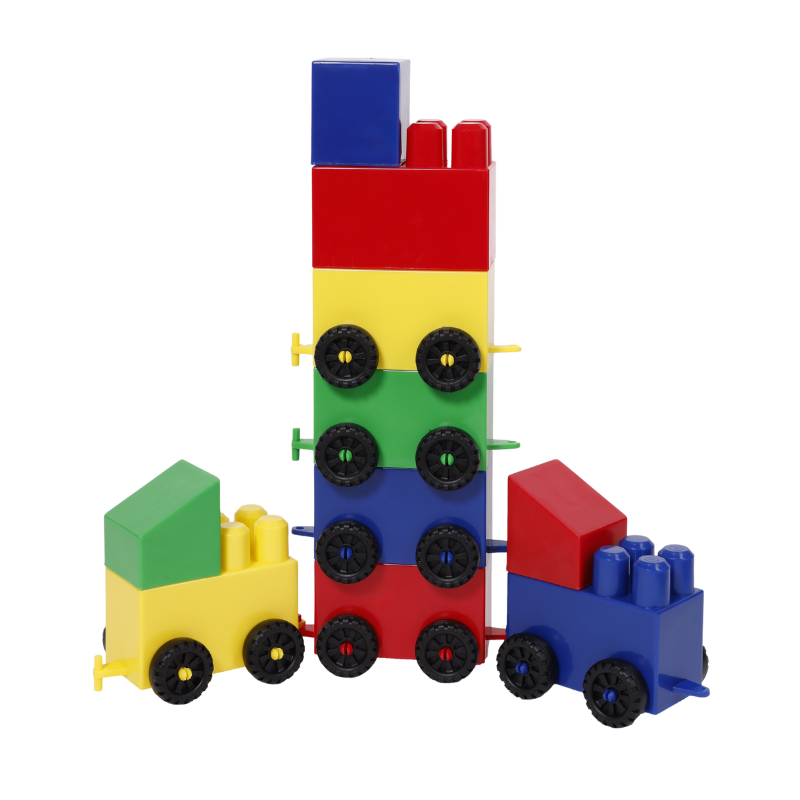 Set of 30 colorful interlocking building blocks