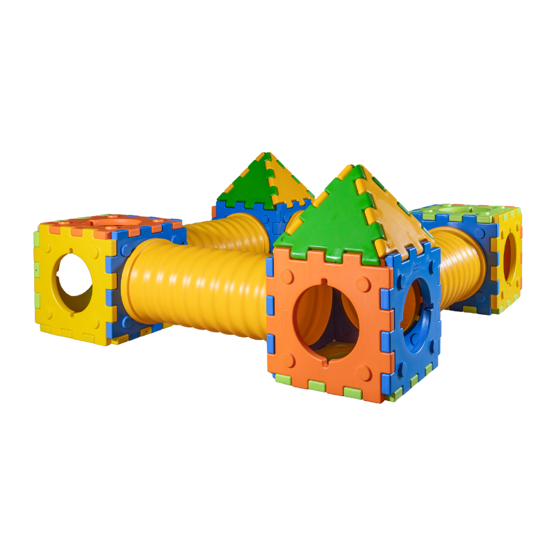 Castle b - modular play set with 2 playhouses, 2 cubes and 4 tunnels.