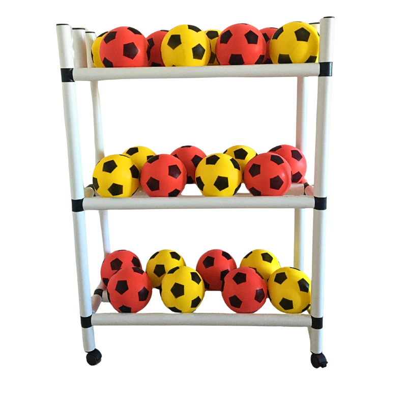 Plastic storage shelf for sports balls