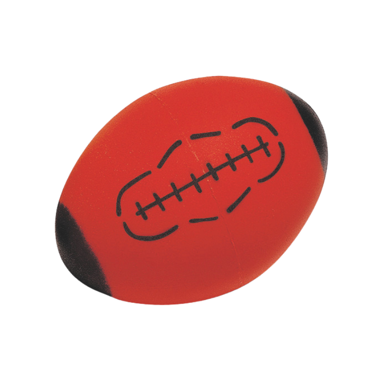 Red sponge rugby ball with pattern